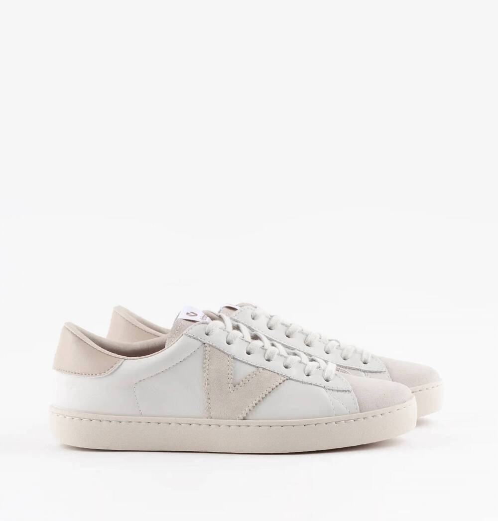 NEW VICTORIA women's berlin piel & serraj sneaker in bone/tan